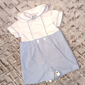 Florence Eiseman Seersucker Nautical romper 12M